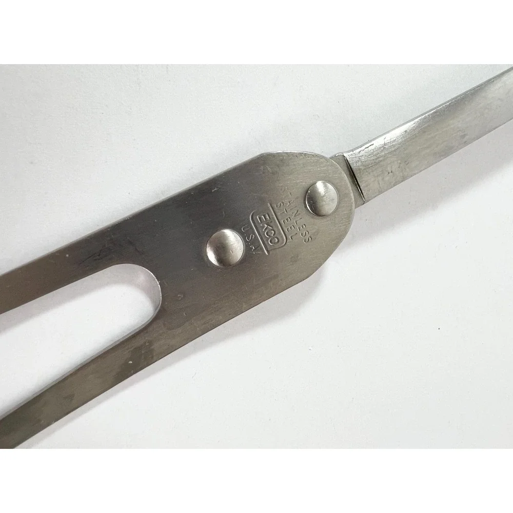 Vintage Atomic Starburst Meat‎ Fork: MCM Stainless Steel Carving Utensil USA
